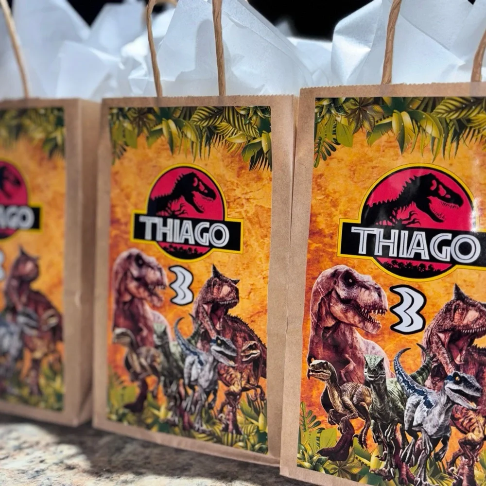 Dinosaur Party Favor Bags - Brown